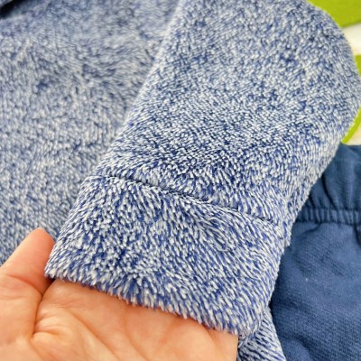 Conj. Jaqueta de Pelinho com Capuz e Calça de Moletom - Azul Marinho